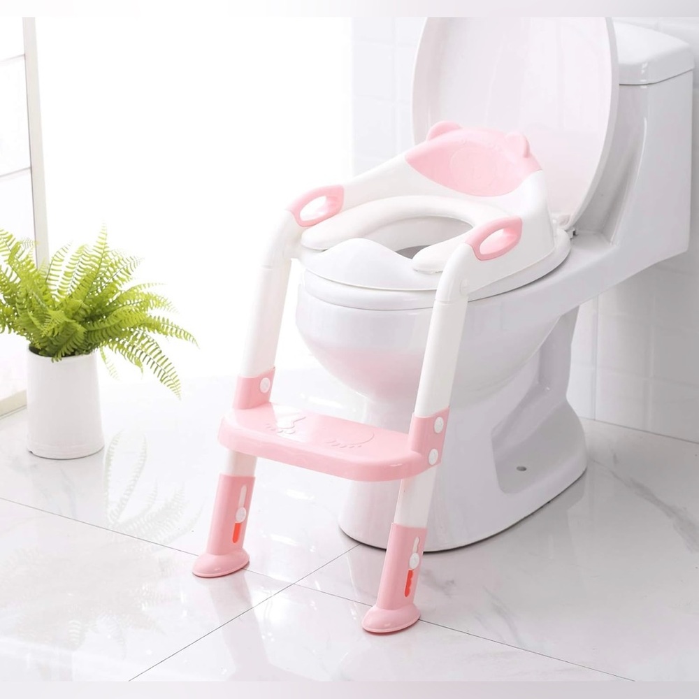Pink Kids Toilet Training Seat with Step Stool